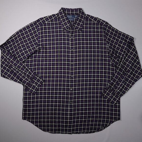 Polo Ralph Lauren Shirt Window Pane Plaid New Lowell Fine Two Ply 100's Mens XL - Picture 1 of 9